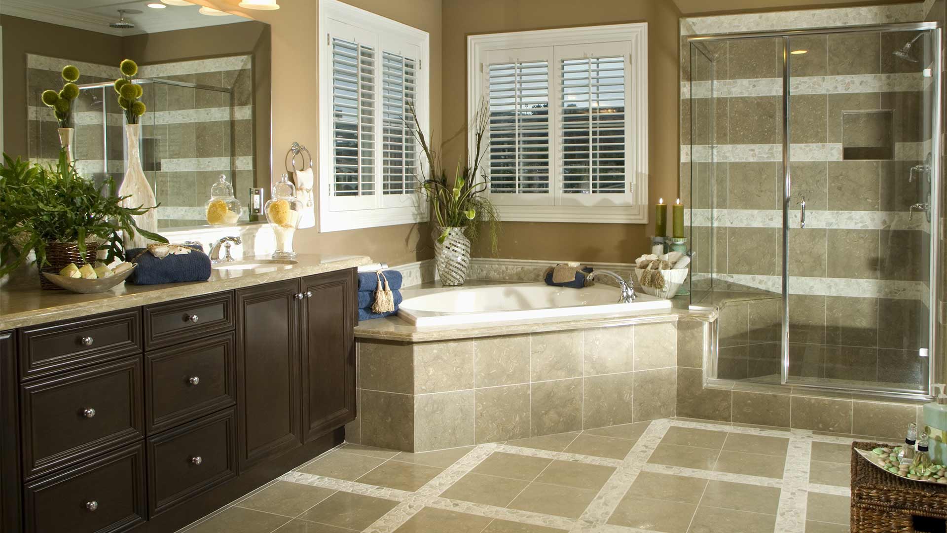 master bathroom interiors with new tile floors installation and countertops desert hot springs ca