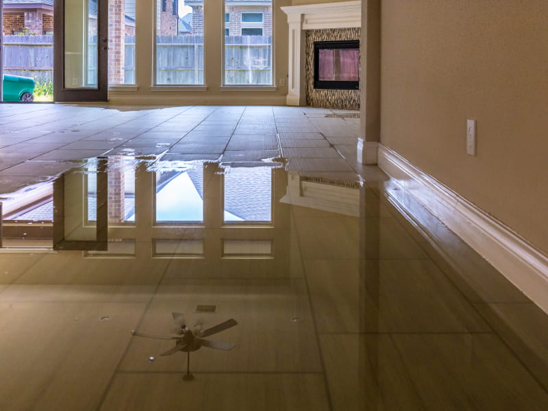 close up of a flooded living room before water removal desert hot springs ca